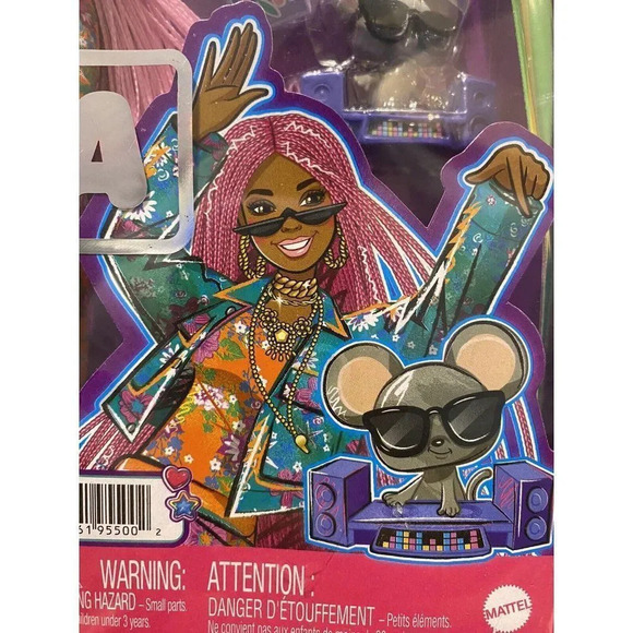 NEW Barbie Extra Doll#10 in Floral-Print Jacket And Jogger Set with DJ Mouse Pet - Picture 4 of 13